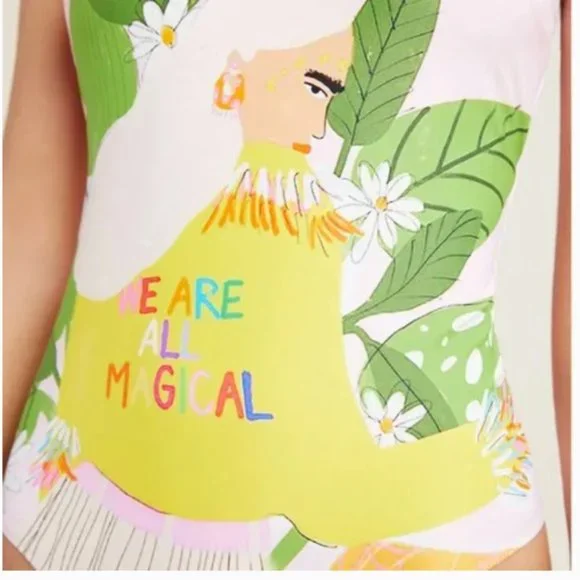 ⭐️ Alja Horvat Magical Fringe Boho Hipster Hippie Art Deco Farm Peasant Swimsuit - Picture 2 of 3